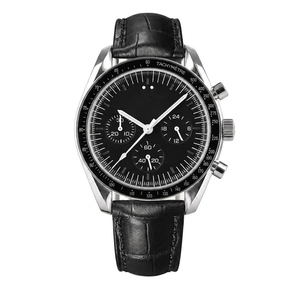 Montre chronographe à quartz pour homme, cadran rond, bracelet en cuir, aiguilles lumineuses, calendrier, étanche, montre-bracelet décontractée pour affaires - Product Image 2