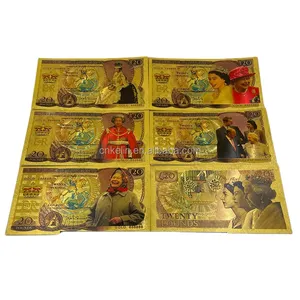 המלכה אליזבת אוסף 20 לירה כסף 24K זהב לסכל שטר במלאי