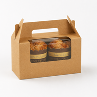 Boîte à cupcakes personnalisée en papier kraft écologique, résistante à la graisse, avec fenêtre transparente et dorure à chaud, emballage alimentaire portable pour boulangerie et cadeaux