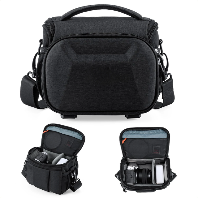 Custom Portable Waterproof Crossbody Camera Bag EVA Hard Shell DSLR Mirrorless Camera Lens Shoulder Bag With Tripod Bracket