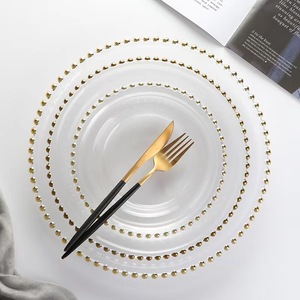 Vente en gros d'assiettes en verre perlé avec bordure dorée pour décoration <span class=keywords><strong>de</strong></span> <span class=keywords><strong>table</strong></span> <span class=keywords><strong>de</strong></span> mariage 7 8 9 10 11 12 assiettes <span class=keywords><strong>vaisselle</strong></span> - Product Image 5