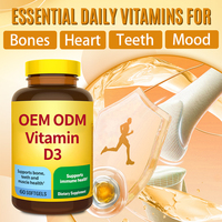 Capsules de Vitamine D3 en vrac, Vitamine D en gélules molles, Marque privée pour le soutien immunitaire et osseux, OEM ODM, Vente en gros, Fournisseur certifié GMP
