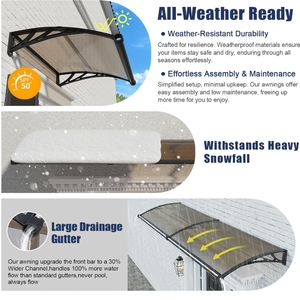 Toldo para Puerta de 40x80 Pulgadas con Canaleta, Cubierta de PC Resistente a la Intemperie para Protección Contra Lluvia/Nieve/Sol en Exteriores, para Entrada, Patio, Ventana - Product Image 3