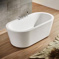 Baignoire ovale Aquaspring en acrylique blanc, autoportante, pour hôtel, petite baignoire d'intérieur avec drain pour salle de bain
