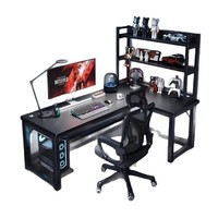 Bureau d'angle en bois avec surface en panneau à base de bois pour la maison, l'e-sport, la configuration informatique de chambre à coucher de style chinois, et la chaise d'apprentissage pour étudiant