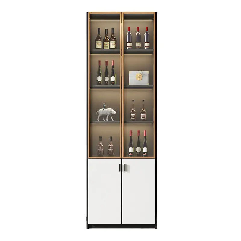 Роскошный современный простой белый черный металлический витрина виски Золотой винный шкаф