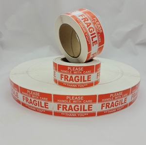 custom red <b>color</b> fragile warning packaging label for carton - Product Image 1