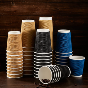 Disposable <strong>Hot</strong> <strong>Chocolate</strong> Brown Ripple Wall Paper <strong>Cup</strong> for <strong>Hot</strong> Drinks with Cover - Product Image 5