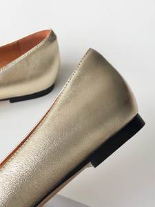 Chaussures plates en cuir d'agneau 100% pour femmes, chaussures de ballet scintillantes, mocassins pour femmes, chaussures décontractées pour filles, chaussures à bout rond, logo personnalisé - Product Image 5
