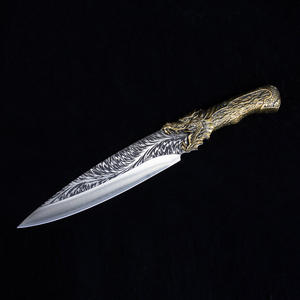 سكين الطاهي المذبح لونجكوان القديمة ، مقبض نحاسي من الفولاذ المقاوم للصدأ ، سكين أداة ذبح عظام اللحم - Product Image 5