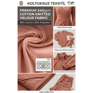 Tissu en velours tricoté de haute qualité, couleur rouge, 240 g/m², 80 % coton, 20 % polyester, 180 cm, vente en gros - Product Image 2