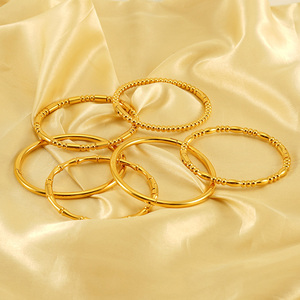 Bracelet en acier inoxydable plaqué or PVD 18 carats, ouvrable, motif bambou, bijoux fantaisie, cadeaux, bracelet rigide en or inaltérable pour femme - Product Image 6