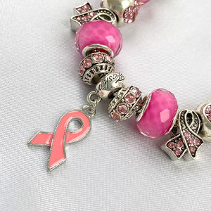 Braccialetto RisingMoon per la Consapevolezza sul <span class=keywords><strong>Cancro</strong></span> al Seno, con Ciondoli e Catena a Serpente, Nastro Rosa per Donne - Product Image 5