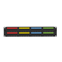 Panel Patch RJ45 Modular 48 Port Tanpa Pelindung Cat5e Cat6 Cat6A 19 inci 2U dengan Batang Belakang untuk Manajemen Kabel dan Pemasangan di Dinding