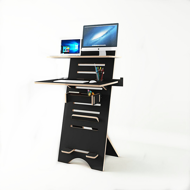 Plywood Office Height Adjustable Standing Desk Portable Workstation Computer Desk Laptop Desk Normal Computer