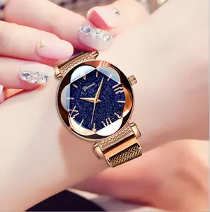 廉价奢华钻石星空手表，时尚定制标志私人标签磁性表带女士手表女性