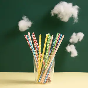 Hot Selling Colorful White Kraft Paper Drinking Straws Colored Straws Drinking