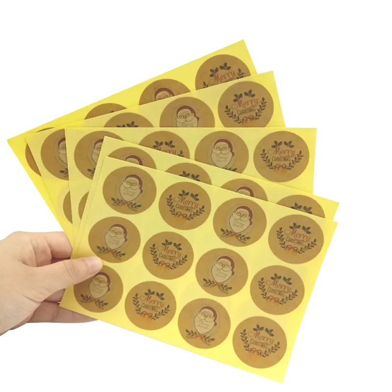 Stiker Penyegel Kertas Kraft Pria Tua Natal, Stiker Penyegel untuk Produk Buatan Tangan, Label Paket 120 Buah Per Pak