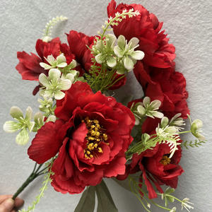 Ramo de Flores de Peonía Artificial de Seda de Alta Calidad, <span class=keywords><strong>6</strong></span> Cabezas, 35 cm, para Decoración de Bodas y Hogar - Product Image 1