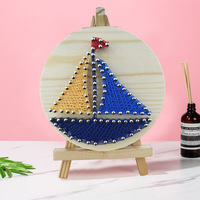 Nouveau bricolage en bois artisanat enfants jouets en bois Art Nail String Art Kit peinture avec ongles