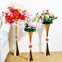 Aeofa vases trompette or trompette vase métal vase trompette grand vase pour centres de table de mariage