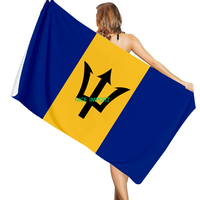 Serviette de plage à séchage rapide avec drapeau de la Barbade, pour salle de bain, piscine, camping, voyage, natation, pique-nique, sport, décoration, cadeaux