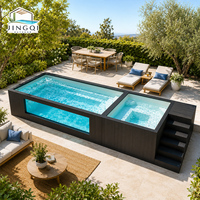 Piscine Conteneur Moderne en Fibre de Verre Portable pour Spa de Patio Extérieur Hors Sol, Jacuzzi pour Invités, Idéale pour une Détente Apaisante
