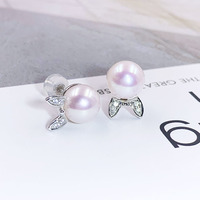 Boucles d'oreilles perle d'eau de mer naturelle en gros Boucles d'oreilles perle d'eau douce diamant moissanite en or blanc 18 carats pour femme