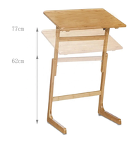 Bureau d'appoint pour ordinateur portable pour salon, table basse en bambou avec plateau relevable, surface laquée NC, hauteur réglable