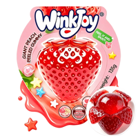 Fraise géante en gomme pelable 135g, grande gomme molle, taille massive, marge élevée, approvisionnement en détail, emballage prêt à l'emploi, vente en gros