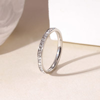 Bague de mariage créative en acier inoxydable, motif cercle carré entier, sertie de diamants, ciel étoilé, en argent, pour femme - Vente chaude