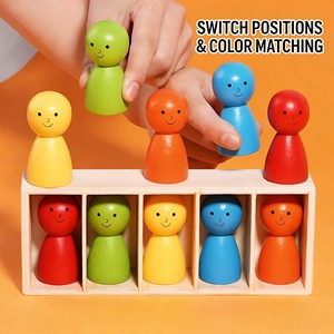 Jeu de puzzle en bois Montessori pour apprendre les couleurs, jouet éducatif sensoriel pour enfants d'âge préscolaire, vente en gros - Product Image 2
