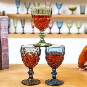 Vente en gros à prix avantageux, verres à vin vintage bleu champagne ambre, verres colorés, gobelets roses - Product Image 2