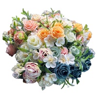 DREA Fleurs artificielles en soie à 5 tiges, roses, décoration d'intérieur, fleurs décoratives pour table de mariage, directement de l'usine