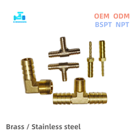 Offre Spéciale – Raccord en T en laiton NPT BSPT 3/4'' avec filetage mâle et raccord cannelé pour tuyau d'air/de jardin