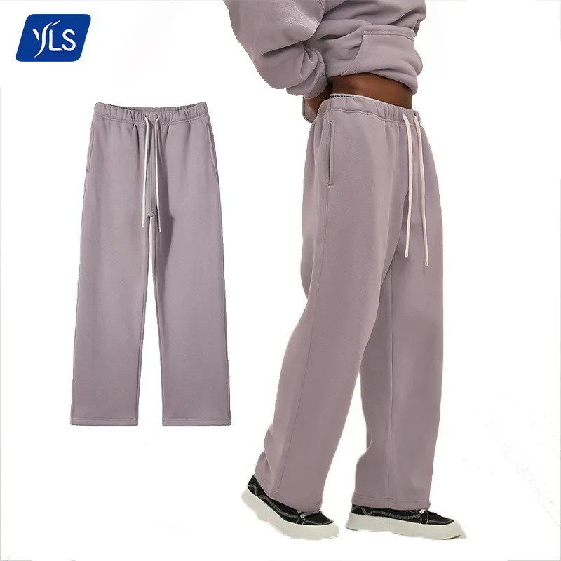 YLS Men Fashion Custom Sample pantaloni sportivi da uomo in cotone pesante 350g pantaloni larghi con fondo aperto pantaloni da jogging pantaloni con coulisse