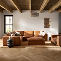 Ensemble de canapés modulaires sectionnels en forme de L, mousse haute densité, dossier sans accoudoirs, mobilier de salon, cuir véritable