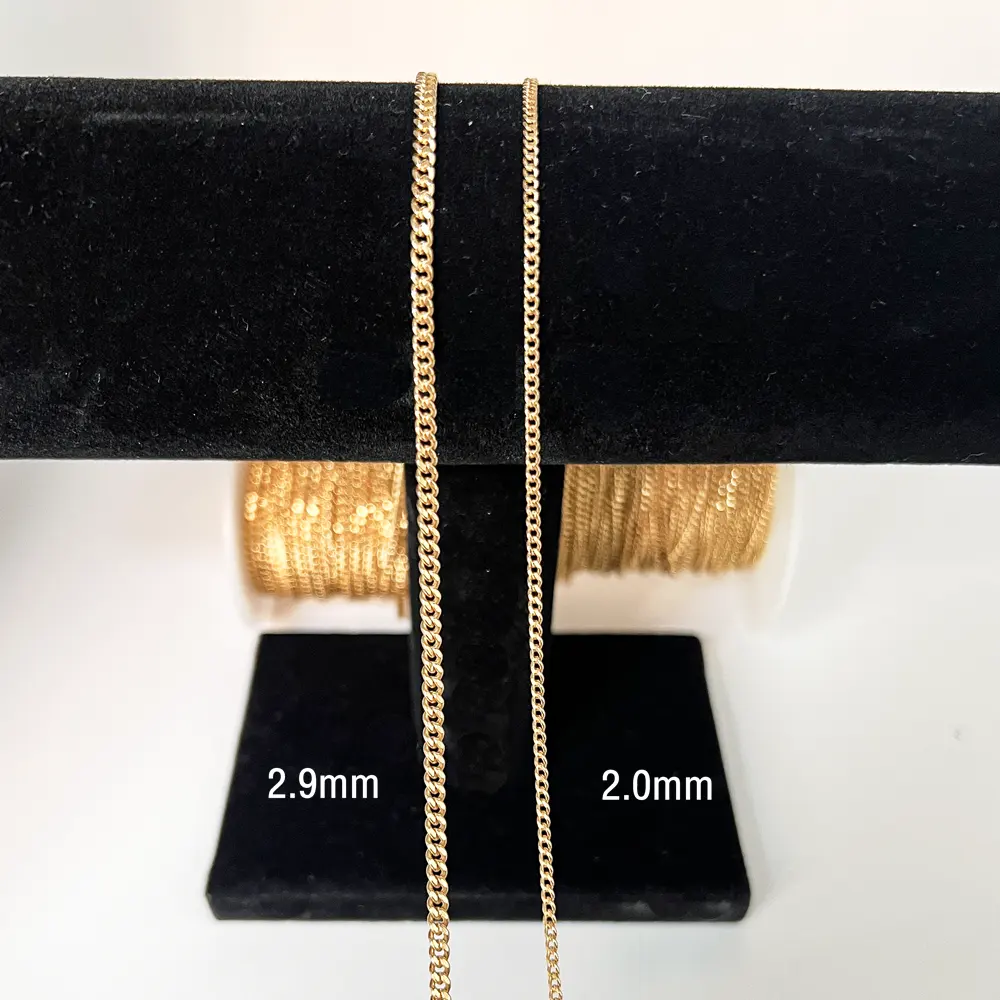 Gerçek altın dolgulu 2.9mm küba zincir kadınlar takı yapımı için kolye