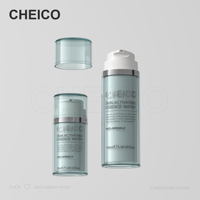 Flacon pompe airless rond en plastique sérigraphié 30ml 50ml pour sérum, crème contour des yeux, lotion visage, cosmétiques OEM