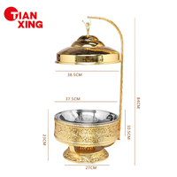Großhandel Goldenes 8L Rundes Chafing Dish Set mit Hängedeckel aus Edelstahl – Speisenwärmer für Catering und Hochzeiten im Nahen Osten
