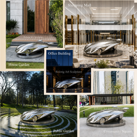 Sculpture de voiture en acier inoxydable de grande taille RELONG, design abstrait moderne et futuriste, poli, personnalisé pour centre commercial extérieur