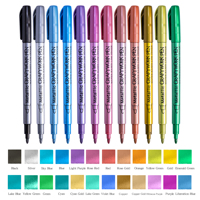 Ensemble de 24 marqueurs métalliques à pointe pinceau, stylos permanents pour dessin sur carton noir