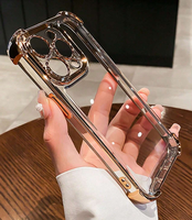 Funda de Teléfono Transparente de Lujo con Cuatro Esquinas Electrochapadas Anti-Caída para iPhone 17 Pro Max 17 Air 16 15 14 13 12 11, Cubierta Suave de TPU