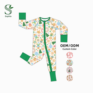 Vêtements pour bébé en bambou imprimés en couleur personnalisée de haute qualité, vêtements pour tout-petits avec <span class=keywords><strong>fermeture</strong></span> <span class=keywords><strong>éclair</strong></span>, combinaison pour nouveau-né, combinaisons pour bébé - Product Image 2
