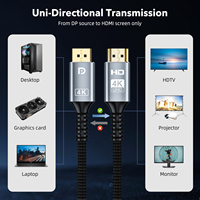 Câble DP vers HDMI mâle-mâle 4K60Hz, haute résolution, transmission de signal stable, adaptateur pour carte graphique d'ordinateur portable, moniteur