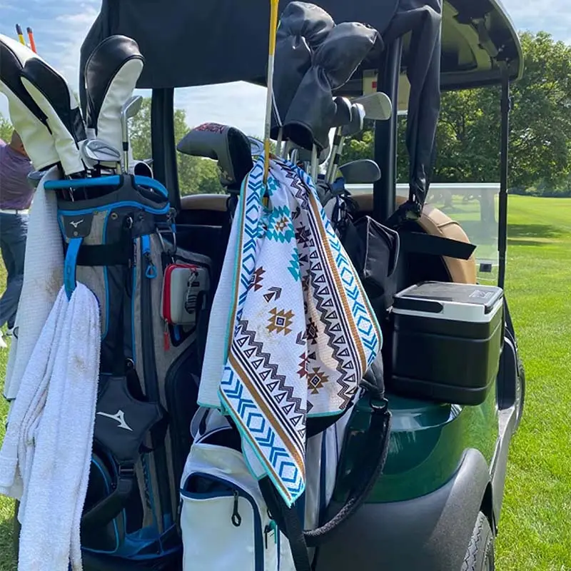 Mikro faser Golf Handtuch benutzer definierte Logo individuell bedruckte Golf Handtuch