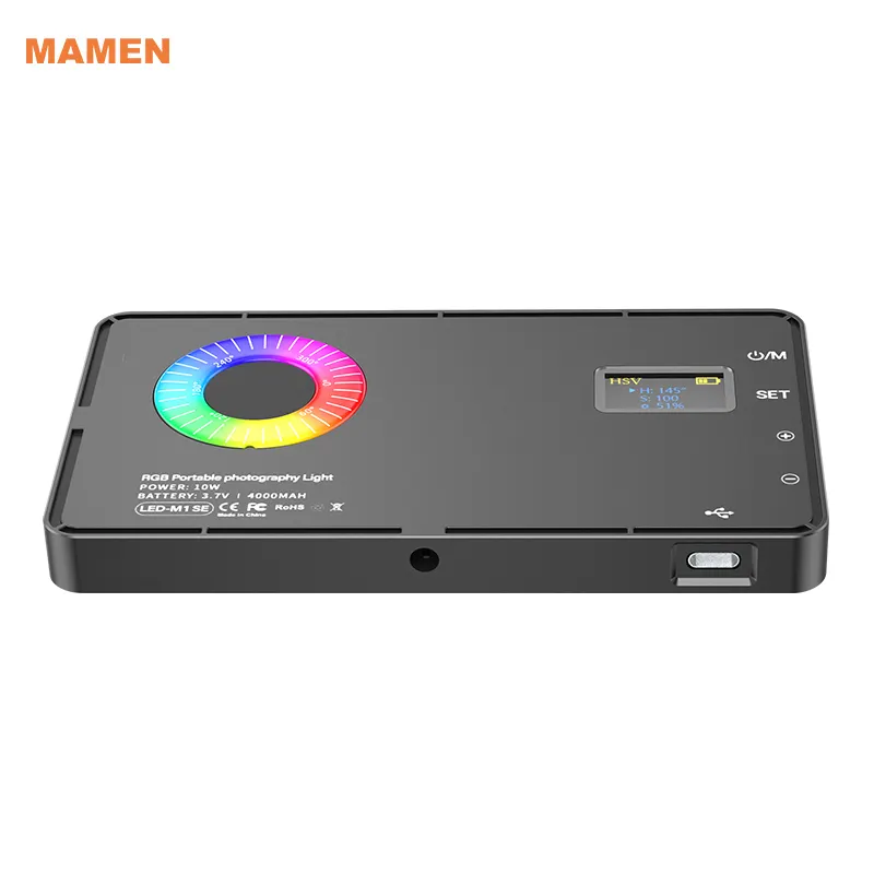 MAMEN lampu LED Mini portabel, lampu pencahayaan Video LED Panel penuh warna RGB dapat diisi ulang untuk fotografi profesional