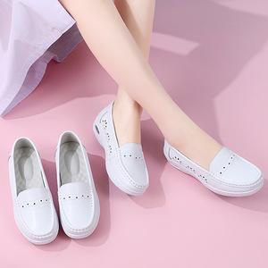 Nouvelles chaussures de travail médical pour femmes semelle en cuir épais respirant chaussures d'infirmière printemps unisexe PVC PU tissu semelles en cuir véritable - Product Image 5