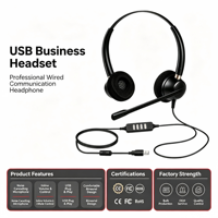 Casque USB Binaural pour Centre d'Appels avec Micro Anti-Bruit, Commande de Muet Intégrée, Certifié CE FCC RoHS, Logo OEM
