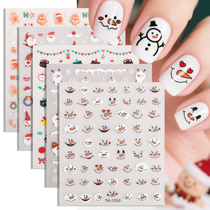 Autocollants pour ongles de Noël 2D, flocons de neige, dessins animés, autocollants adhésifs pour nail art, décoration DIY pour salon de manucure, vente en gros - Product Image 2